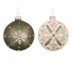 Boule Flocon Vert/Blanc En...
