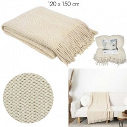 Plaid Chenille Frange Crème...