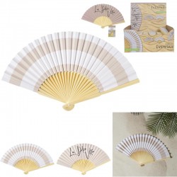 Eventail Beige/Blanc En...