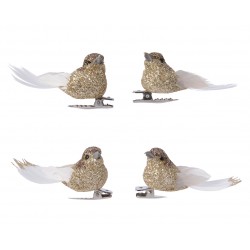 Oiseau Sur Clip Mousse Or H5