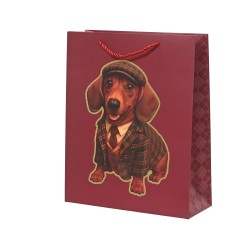 Sac cadeau teckel bordeaux...