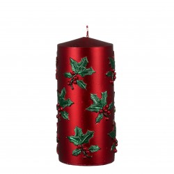 Bougie Pilier Houx Rouge...