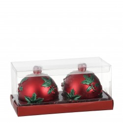 Bougie Boule Houx X2 Rouge...
