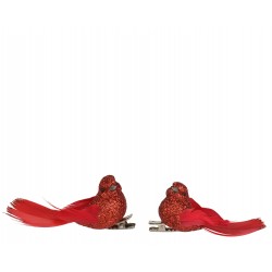 Oiseau sur clip rouge H3.5...