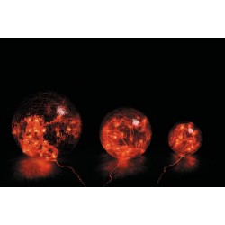 3 boules verre rouge led
