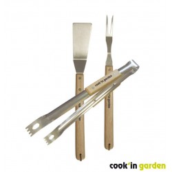 Set 3 accessoires Inox/bois