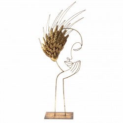 Statuette Visage Plumes H64