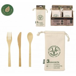 Couverts+Pochon Beige/Vert...