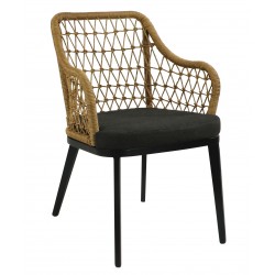 Milan Fauteuil Noir/Wicker...