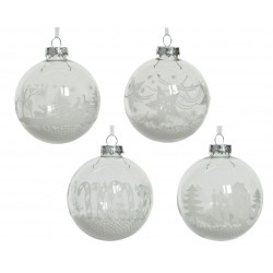Boule Neige Argent En Verre...