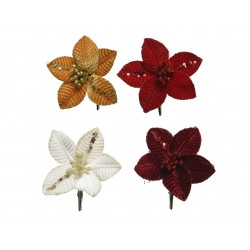 Poinsettia Velours Sur Clip...
