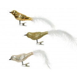 Oiseau Sur Clip Perle/Or En...