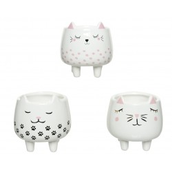 Cache-Pot Chat Blanc En...