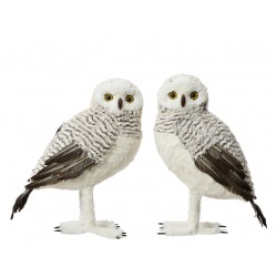 Hibou Fourrure/Plume Gris...