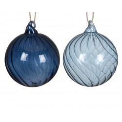 Boule Torsade Bleu En Verre...