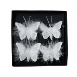 Boite De 4 Papillons Plume...