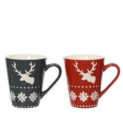 Mug Cerf+Flocon Rouge/Bleu...