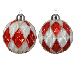 Boule Damier Rouge En Verre...