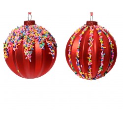 Boule Perles Rouge En Verre...