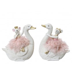 Souris Sur Cygne Rose/Or...