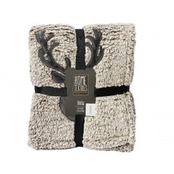 Plaid Broderie Renne Gris...