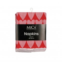 Serviette X4 Coeurs Rose En...