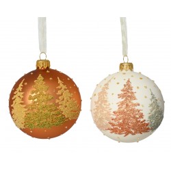 Boule Sapins Cuivre/Crème...