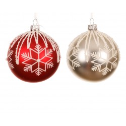Boule Flocon Rouge/Blanc En...