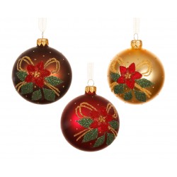 Boule Poinsettia Rouge/Or...