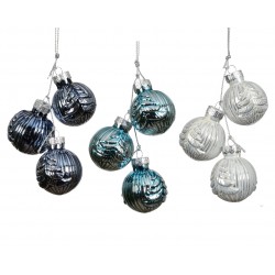 Grappe De 3 Boules Bleu En...