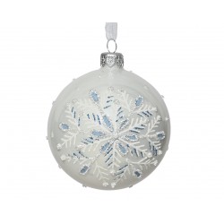 Boule Flocon Blanc En Verre...