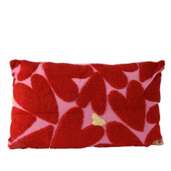 Coussin Coeurs Relief Rouge...