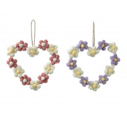 Coeur Fleurs Tricot À...