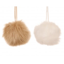 Boule Pompom Beige/Blanc En...