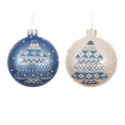 Boule Sapin Bleu En Verre...