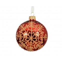 Boule Flocon Perlé Rouge En...