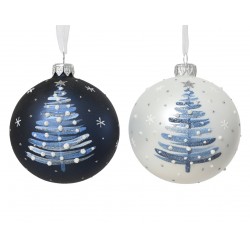 Boule Sapin/Pois Bleu En...