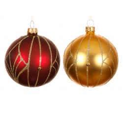 Boule Lignes Or/Rouge En...