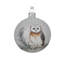 Boule Hibou Blanc En Verre...