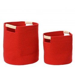 Panier Corde Poignée Rouge...