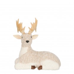 Cerf Duveteux Couché Beige...