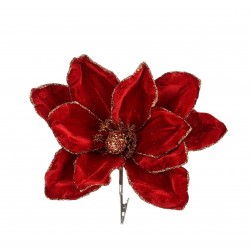 Clip Magnolia Velours Rouge...