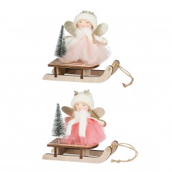 Ange Sur Traineau Rose En...